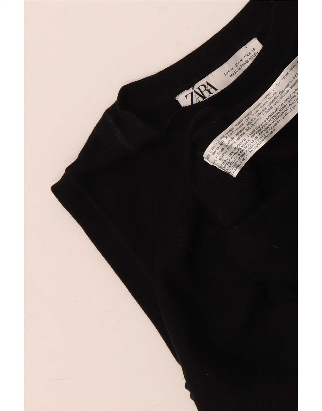 Zara Womens Sleeveless Crop Top UK 12 Medium Black Viscose