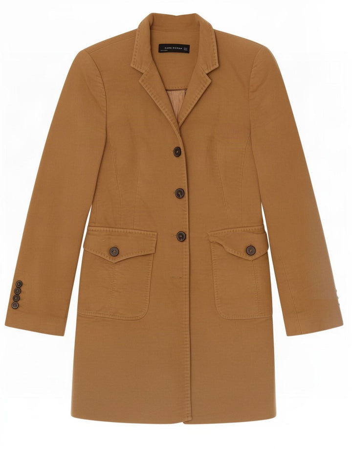 Zara Mujer Abrigo UK 42 Algodón Beige Medio