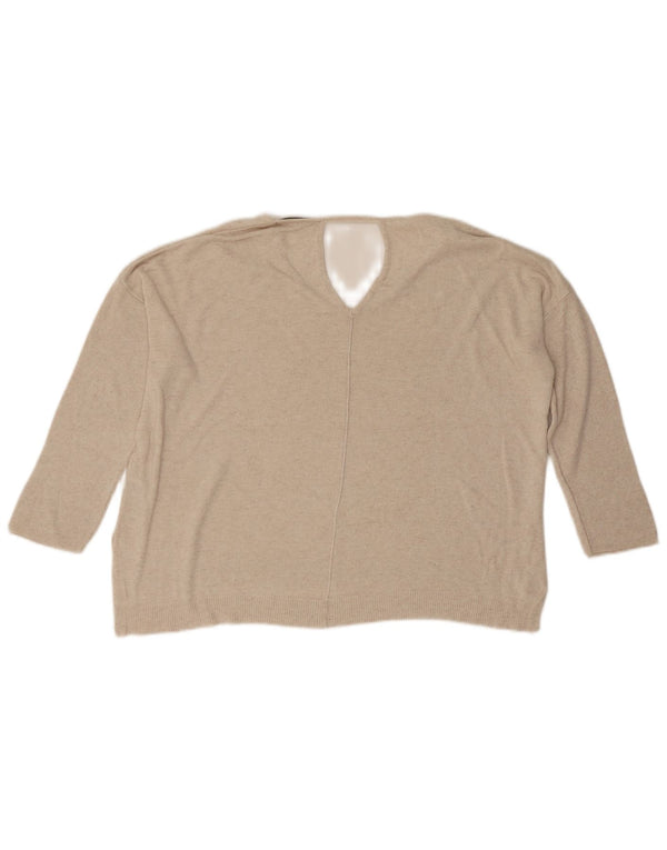 Marks & Spencer Damen-Pullover mit 3/4-Ärmeln und V-Ausschnitt, Gr. 40, Größe L, Beige