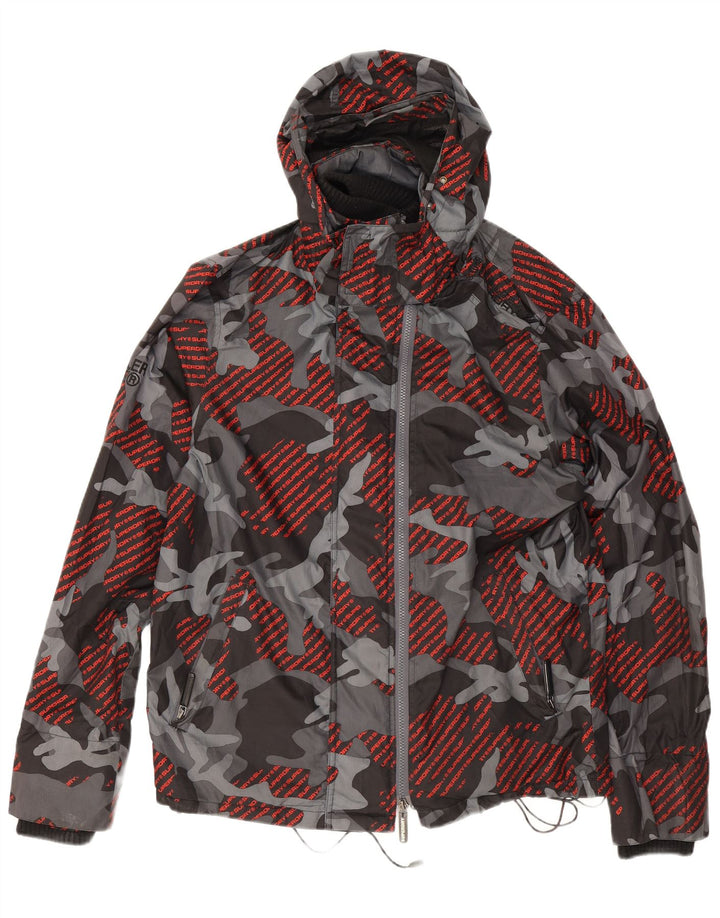 Superdry Mens Windcheater Graphic Rain Jacket UK 40 Large Grey Camouflage