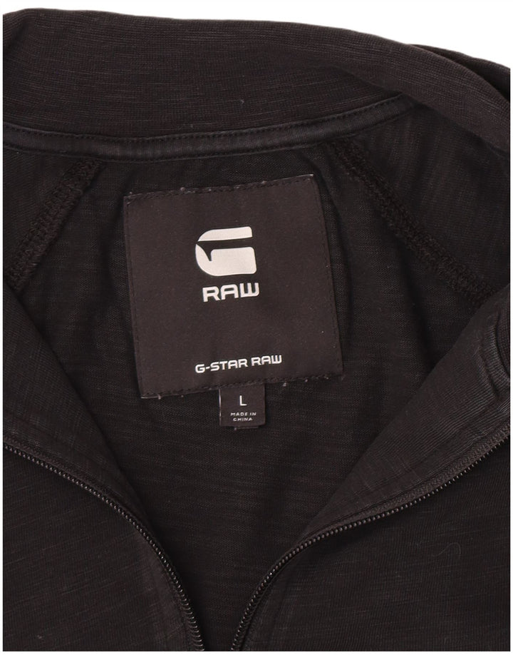 Top G-Star da uomo con zip e collo a maniche lunghe, grande, nero