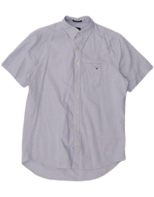 Gant Mens Short Sleeve Regular Fit Shirt Size 39 Medium Blue Cotton