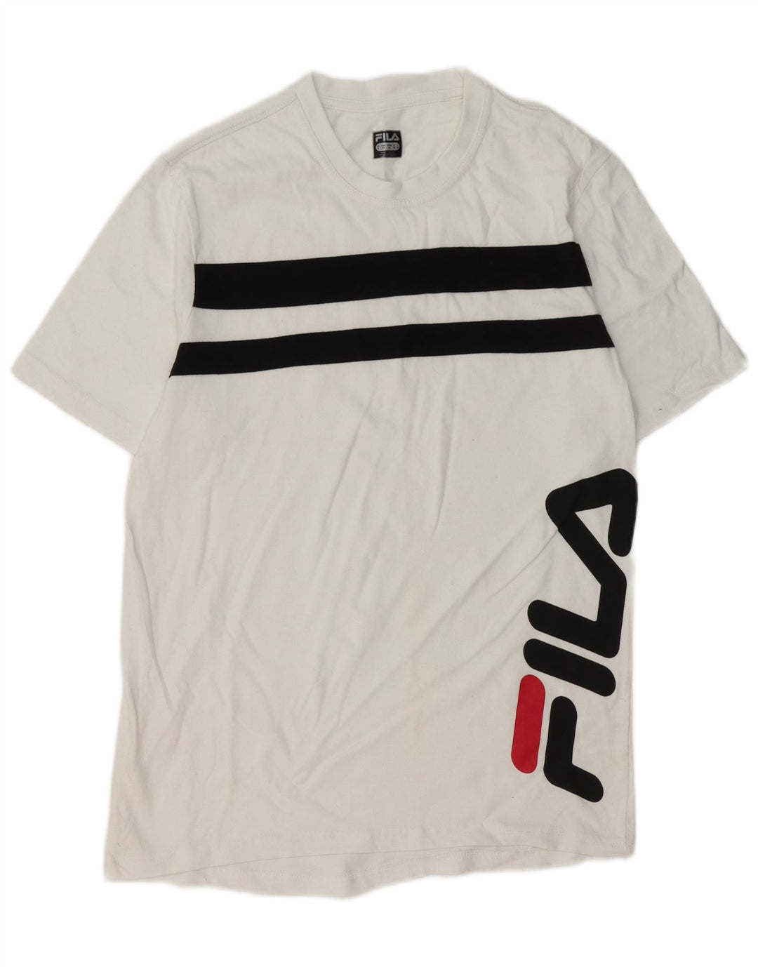 FILA Mens Graphic T-Shirt Top Medium White Striped Cotton