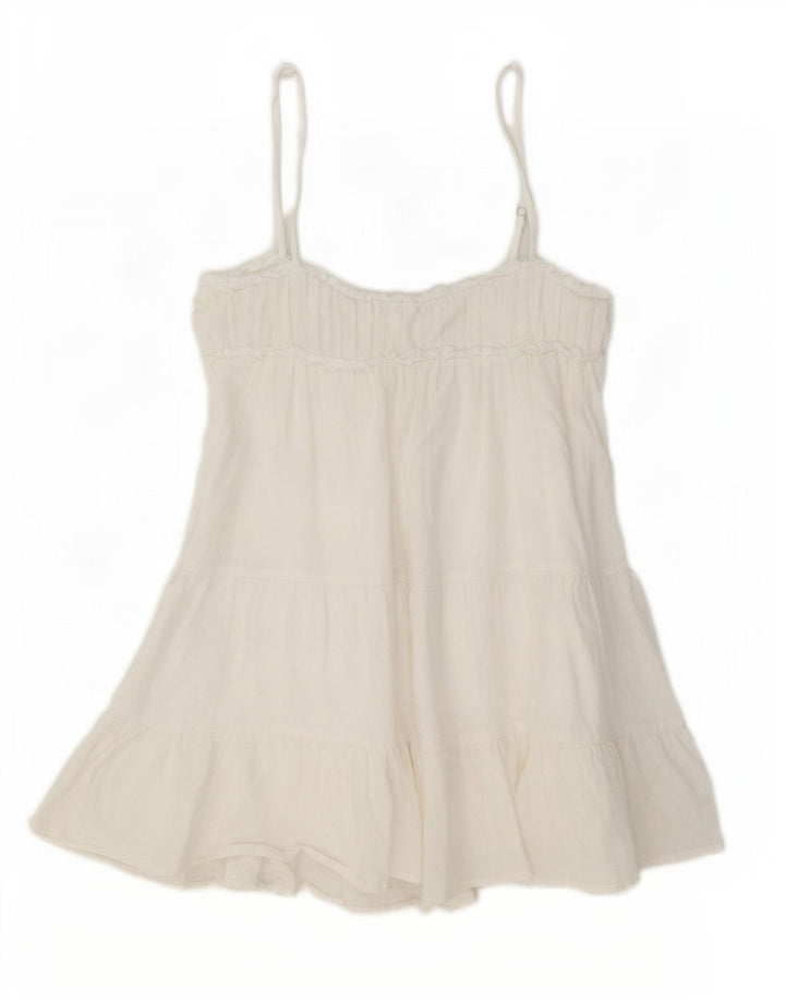 Zara Robe d'été pour femme UK 12 en coton blanc moyen