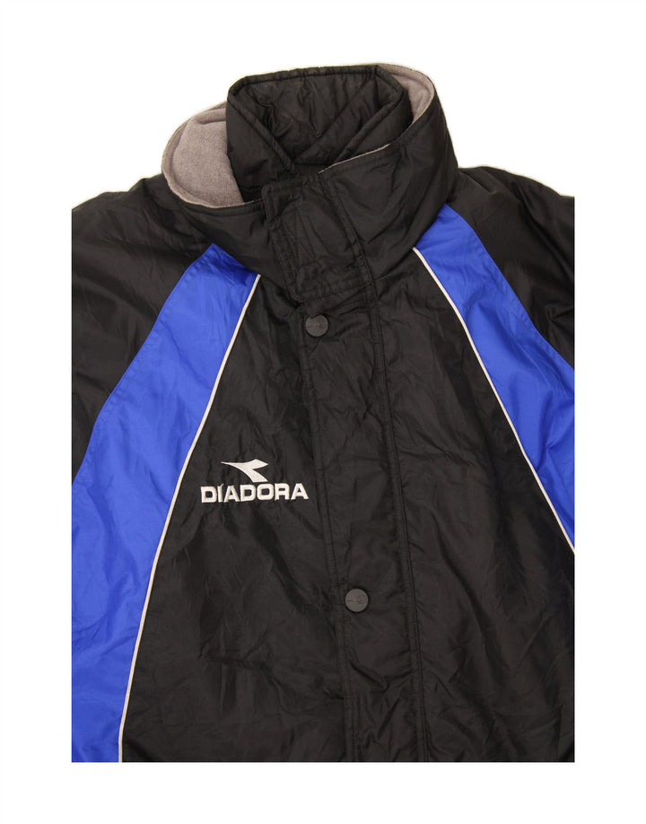 DIADORA Mens Windbreaker Jacket UK 46 3XL Black Colourblock Polyamide