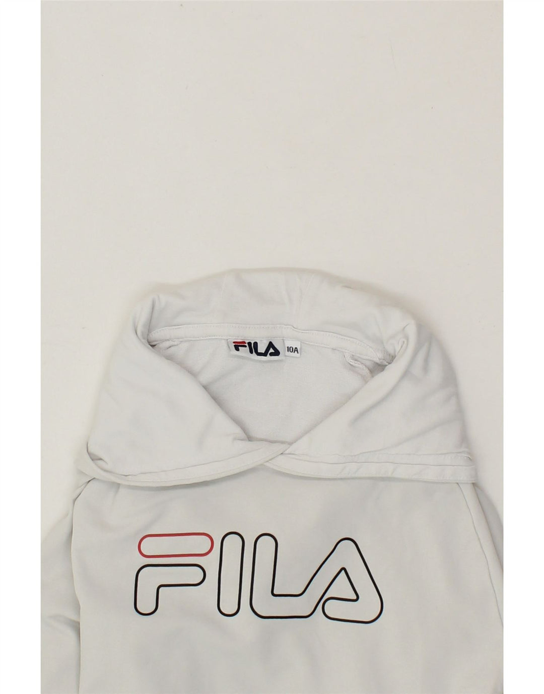 FILA Girls Graphic Crop Hoodie Jumper 9-10 Years  White Cotton Vintage Fila and Second-Hand Fila from Messina Hembry 