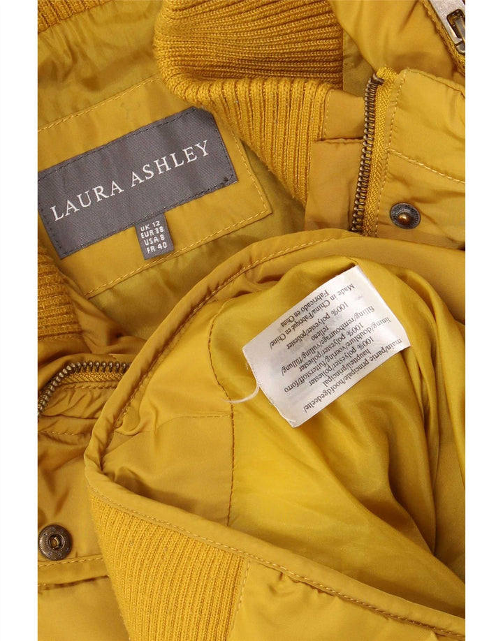 Laura Ashley Veste rembourrée à capuche pour femme UK 12 Jaune moyen Polyester
