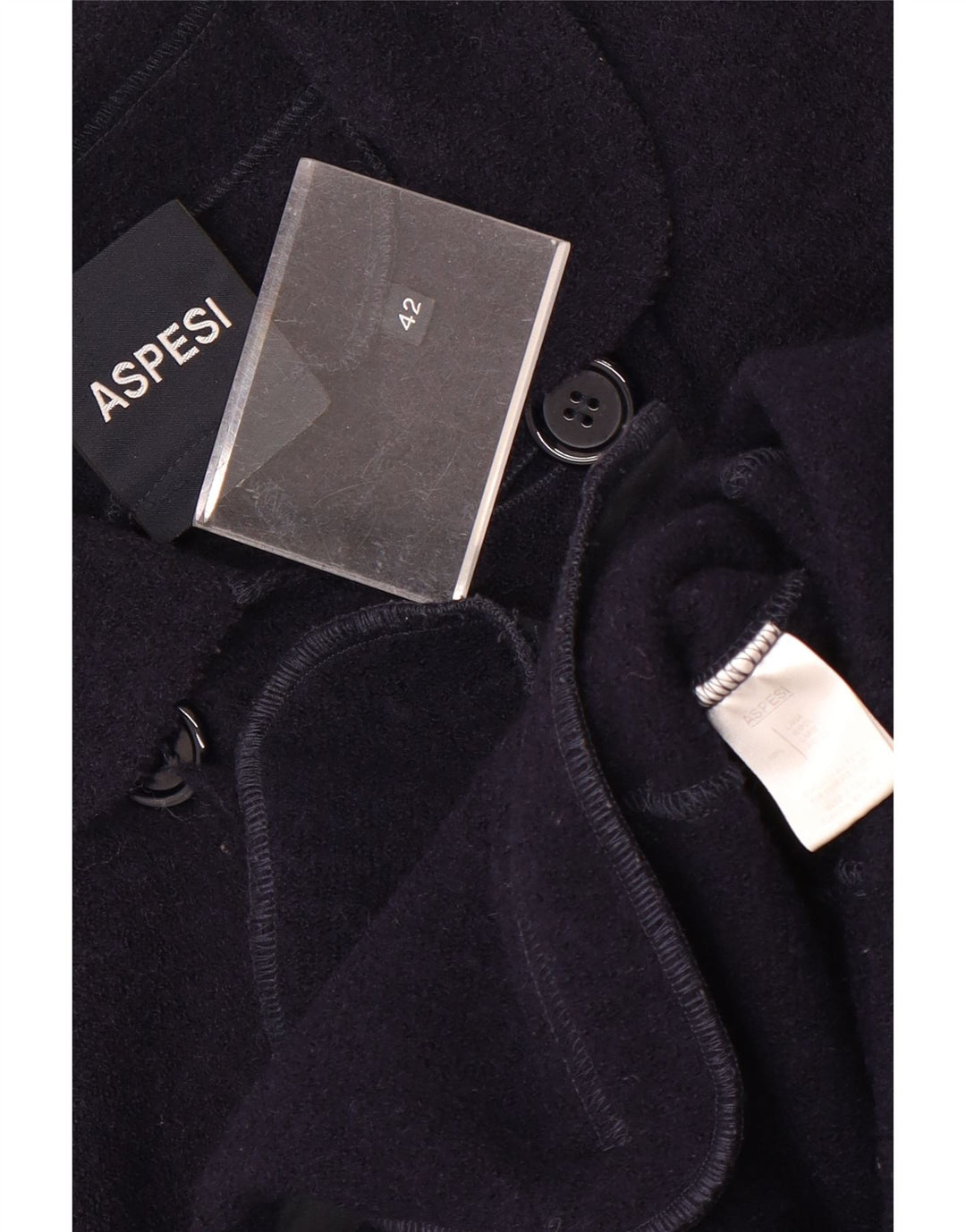 Aspesi Womens Pea Coat IT 42 Medium Navy Blue Wool