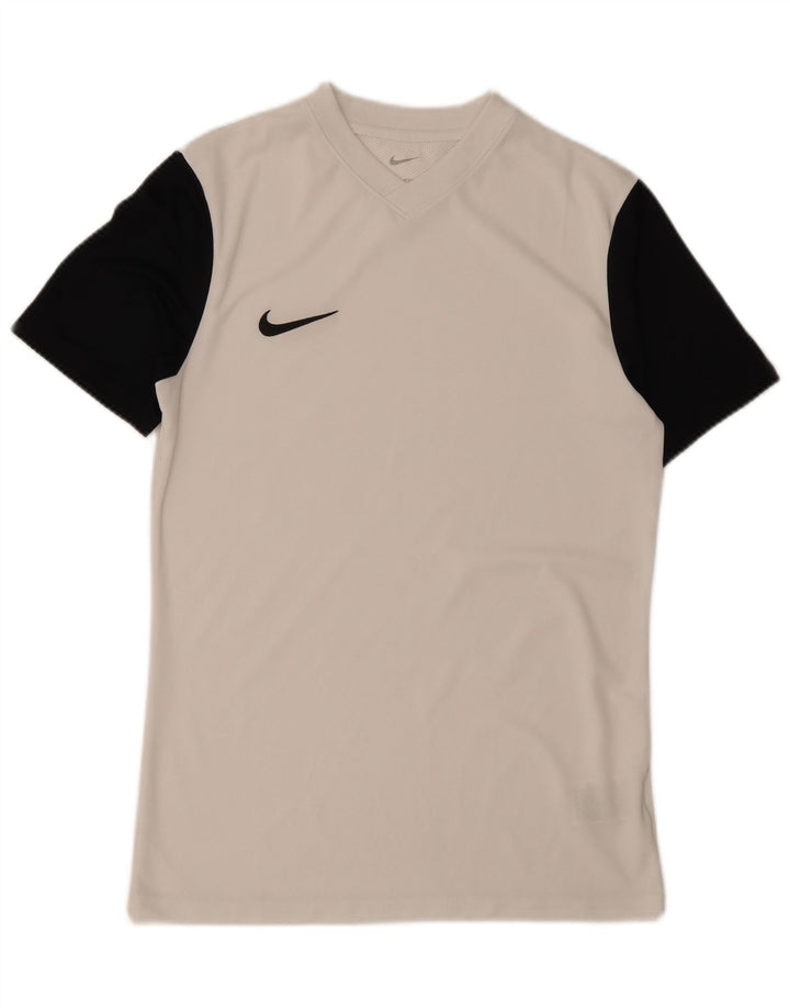 Nike Mens Dri Fit Slim T-Shirt Top Medium White Colourblock Polyester