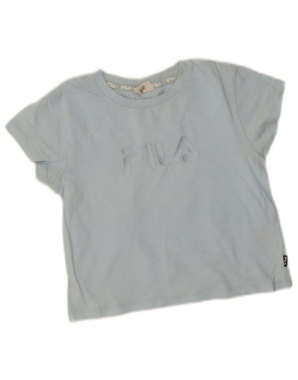 Fila Girls Crop Grafisk T-Shirt Top 9-10 År Blå Bomuld