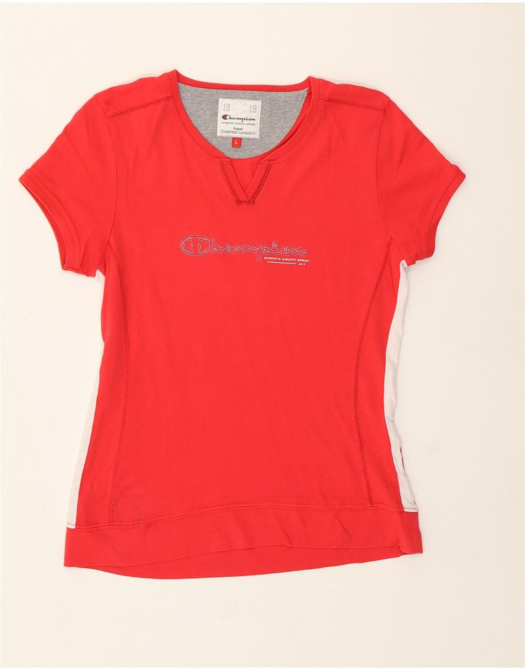 Champion Womens Heritage Classics T-Shirt Top UK 14 Large Red