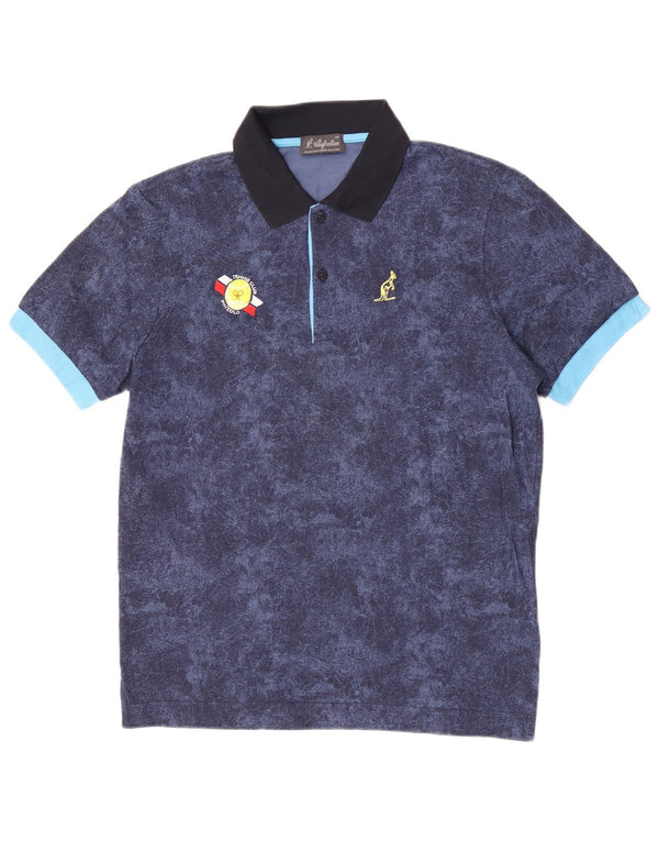 AUSTRALIAN L'ALPINA Mens Rugby Polo Shirt IT 48 Medium Navy Blue Tie Dye