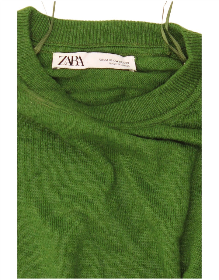 Zara Womens Crop Oversized Top Langærmet UK 14 Medium Green
