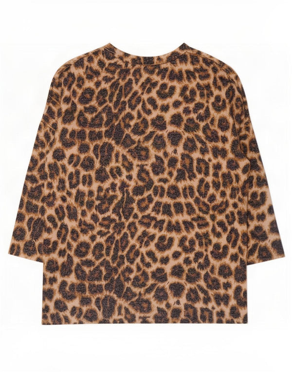 Zara Womens Trafaluc Top 3/4 Sleeve UK 14 Medium Brown Animal Print