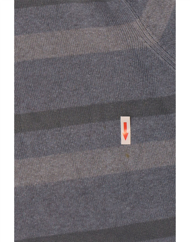 Marks & Spencer Herre sweater med rund hals, stor blå stribet bomuld
