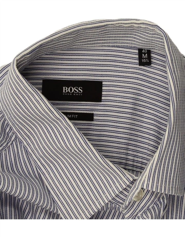 HUGO BOSS Mens Slim Fit Shirt Medium Blue Pinstripe Vintage Hugo Boss and Second-Hand Hugo Boss from Messina Hembry 
