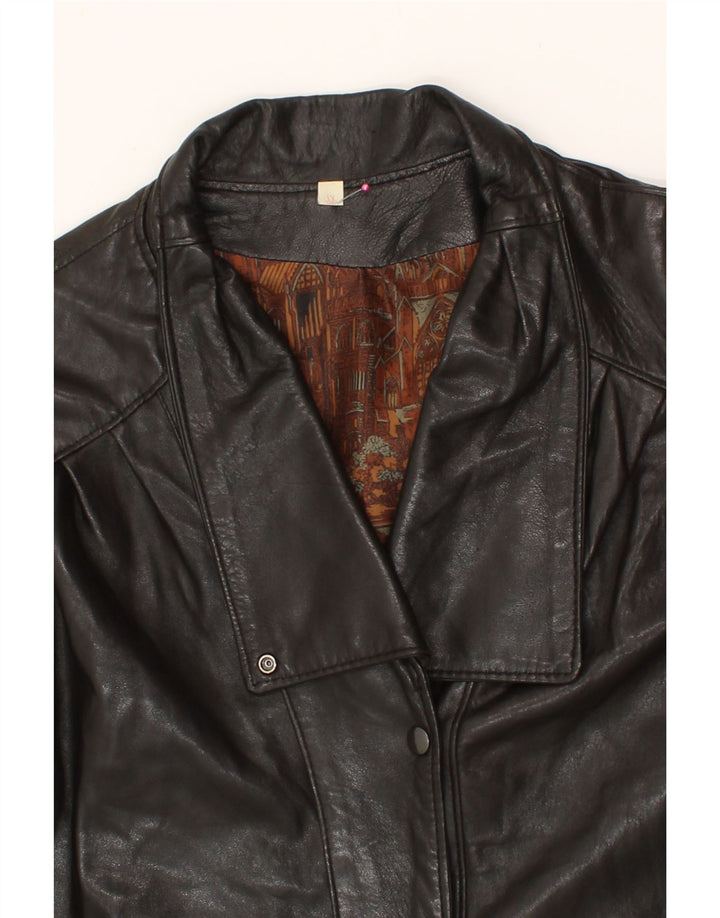 VINTAGE Womens Leather Coat UK 16 Large Black Vintage Vintage and Second-Hand Vintage from Messina Hembry 