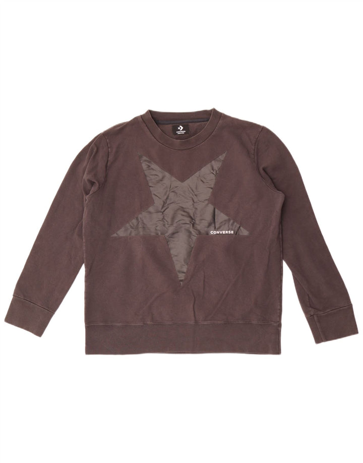 Felpa con grafica da donna Converse Jumper UK 16 Large Grey Cotton