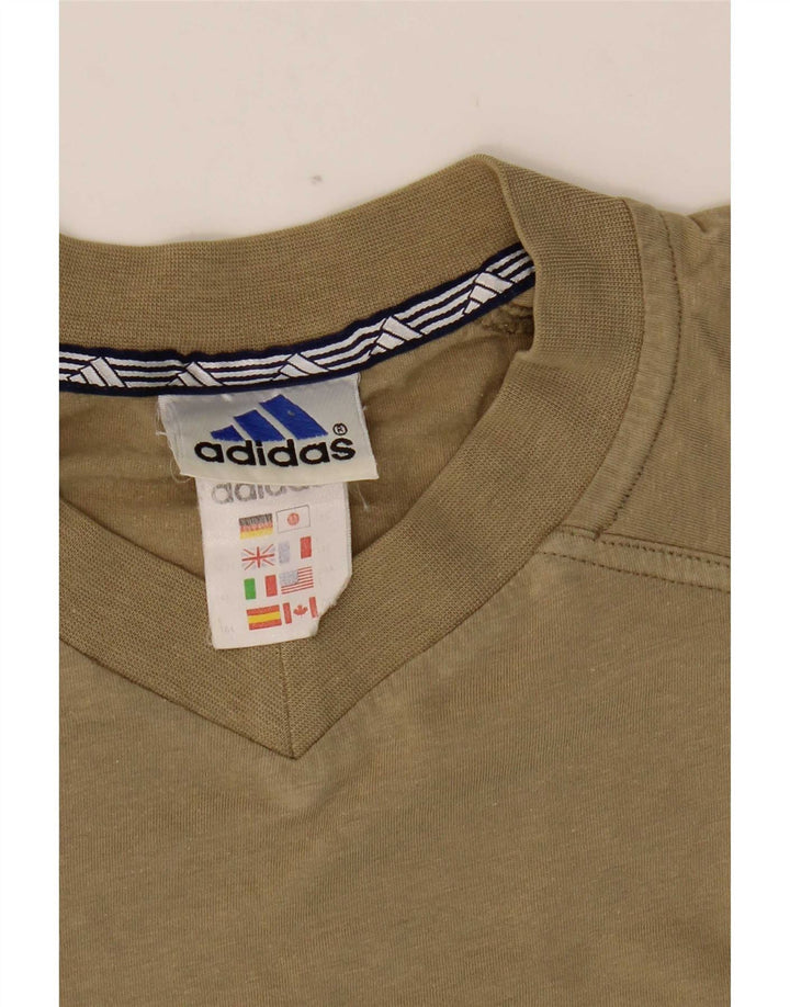 Adidas Mens T-Shirt Top Medium Khaki Cotton