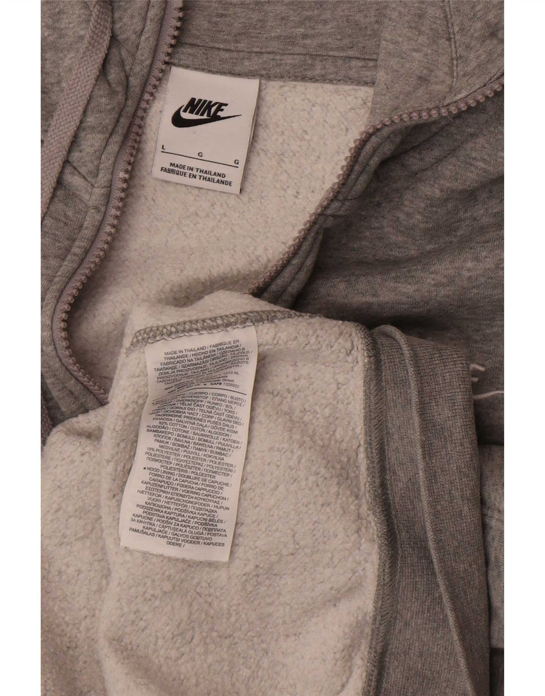 Nike Mens Regular Fit Zip Hoodie Sweater Large Grey Cotton