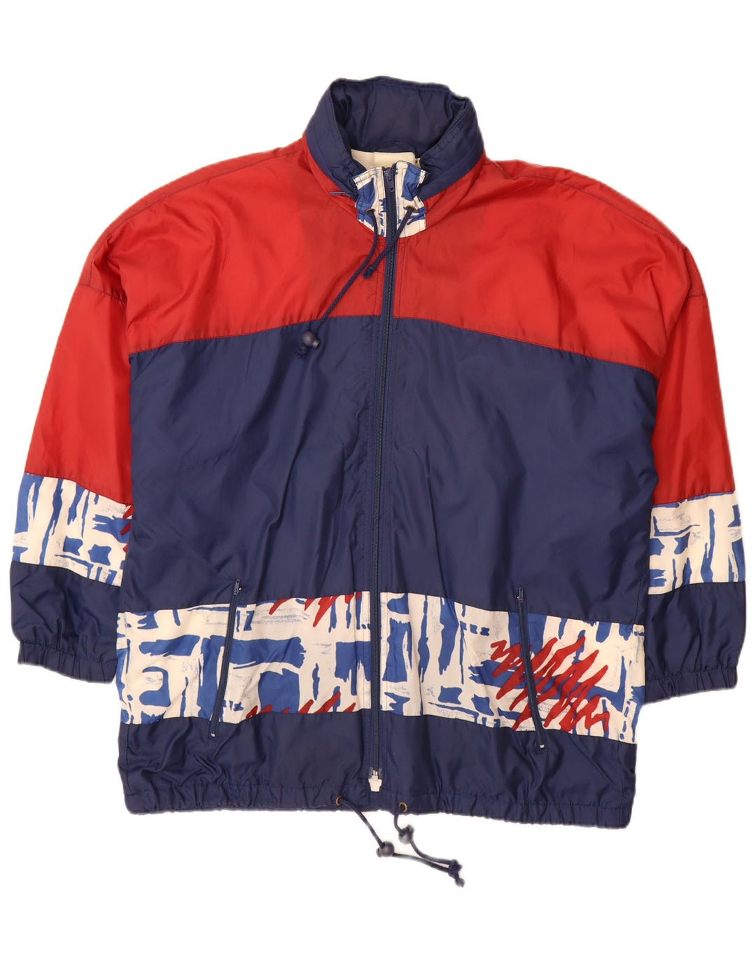 Vintage Mens Rain Jacket UK 42 XL Navy Blue Colourblock