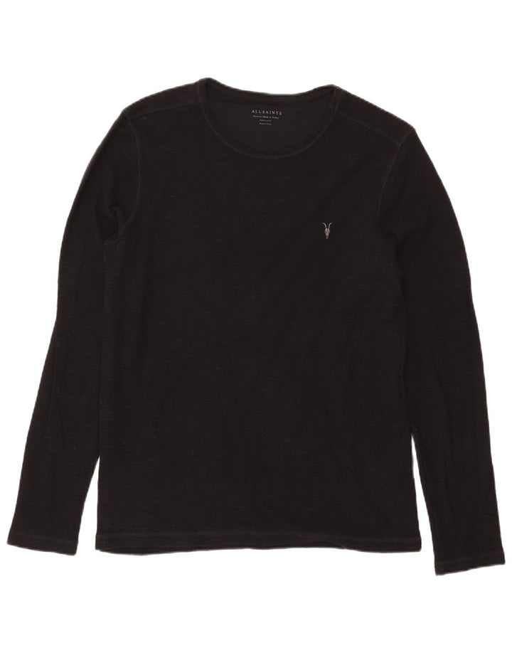 All Saints Mens Regular Fit Top Long Sleeve Medium Black Cotton