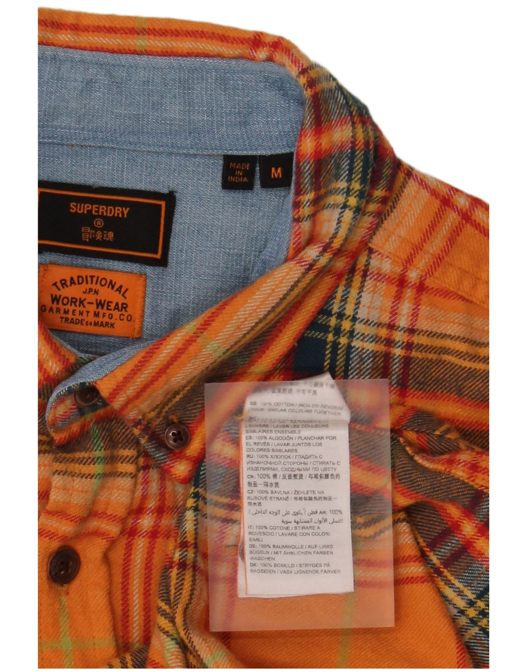 Superdry Flanelskjorte til mænd Medium Orange Plaid Bomuld