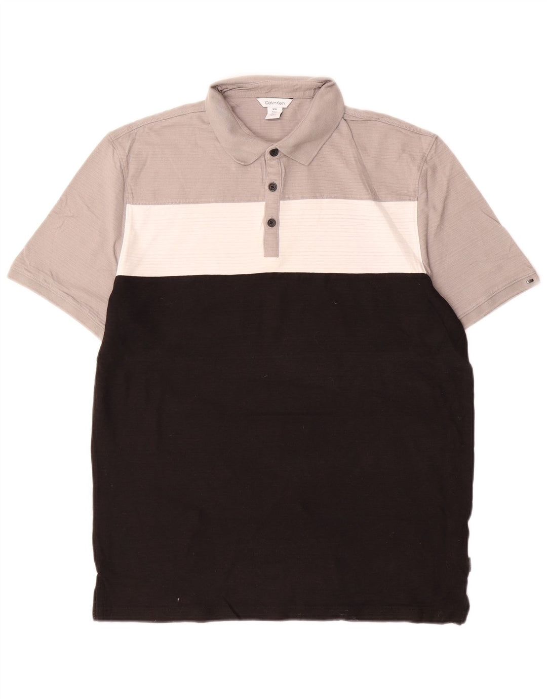 CALVIN KLEIN Mens Polo Shirt Medium Black Colourblock Cotton