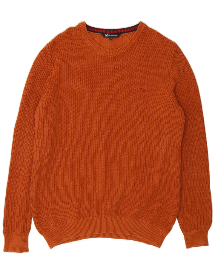 CREW CLOTHING Mens Boat Neck Jumper Sweater XL Orange Cotton Vintage Crew Clothing and Second-Hand Crew Clothing from Messina Hembry 