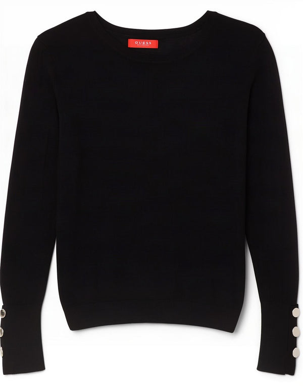 Guess Damen-Pullover mit U-Boot-Ausschnitt, UK 14, mittlere schwarze Viskose