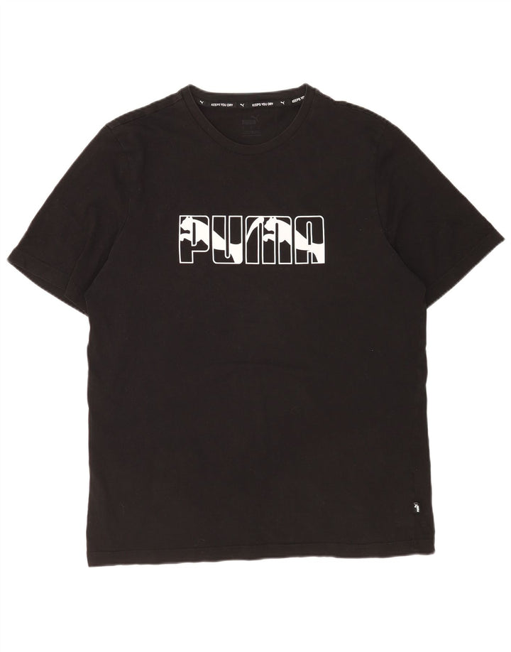 Puma Herre Grafisk T-Shirt Top Stor Sort Bomuld