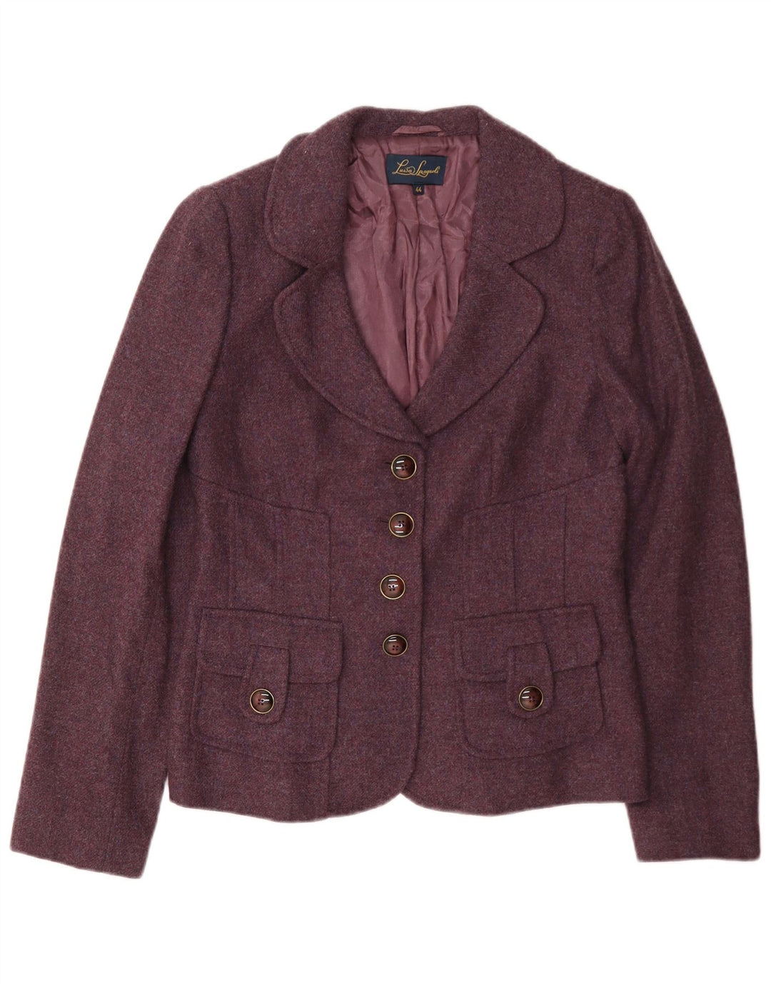 Luisa Spagnoli Dame 4-knaps blazerjakke IT 44 Medium Burgundy Uld