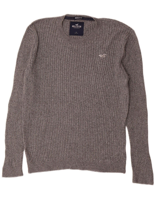 Maglione Hollister da uomo Muscle Crew Neck Large in cotone grigio