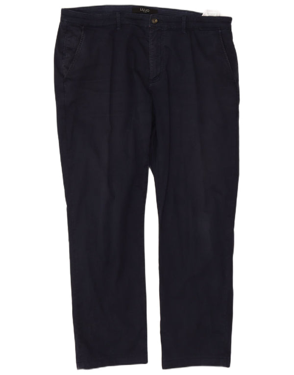 Liu Jo Mens Straight Chino Trousers IT 56 3XL W38 L29 Navy Blue Cotton