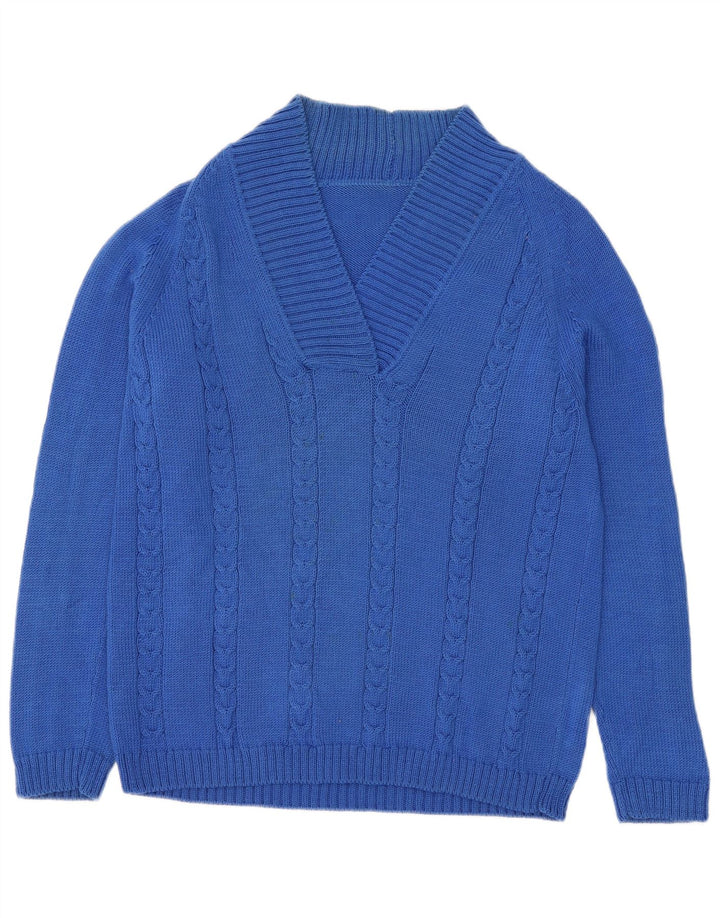 Vintage Mens V-Neck Jumper Sweater Medium Blue