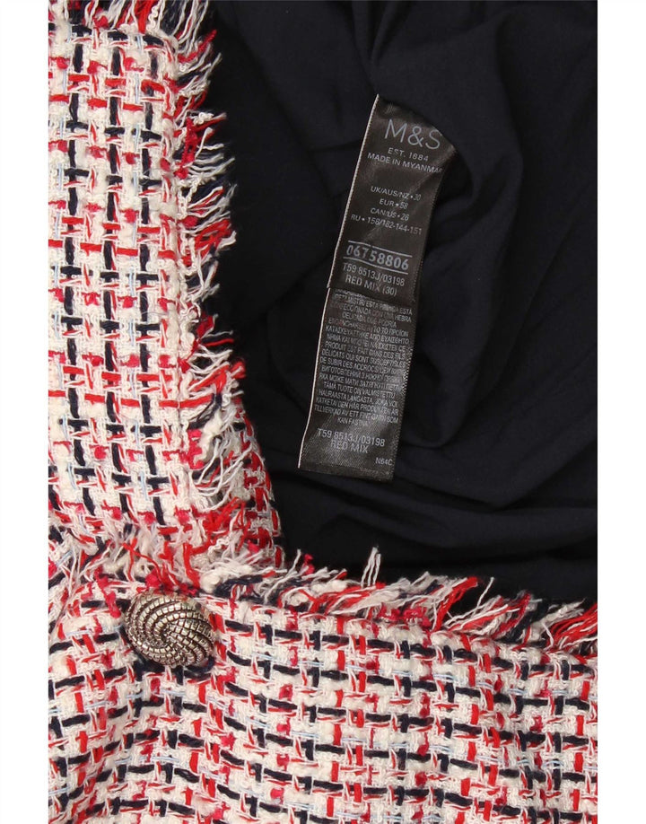 Marks & Spencer Chaqueta tipo blazer de 3 botones para mujer UK 30 6XL Poliéster a cuadros rojos