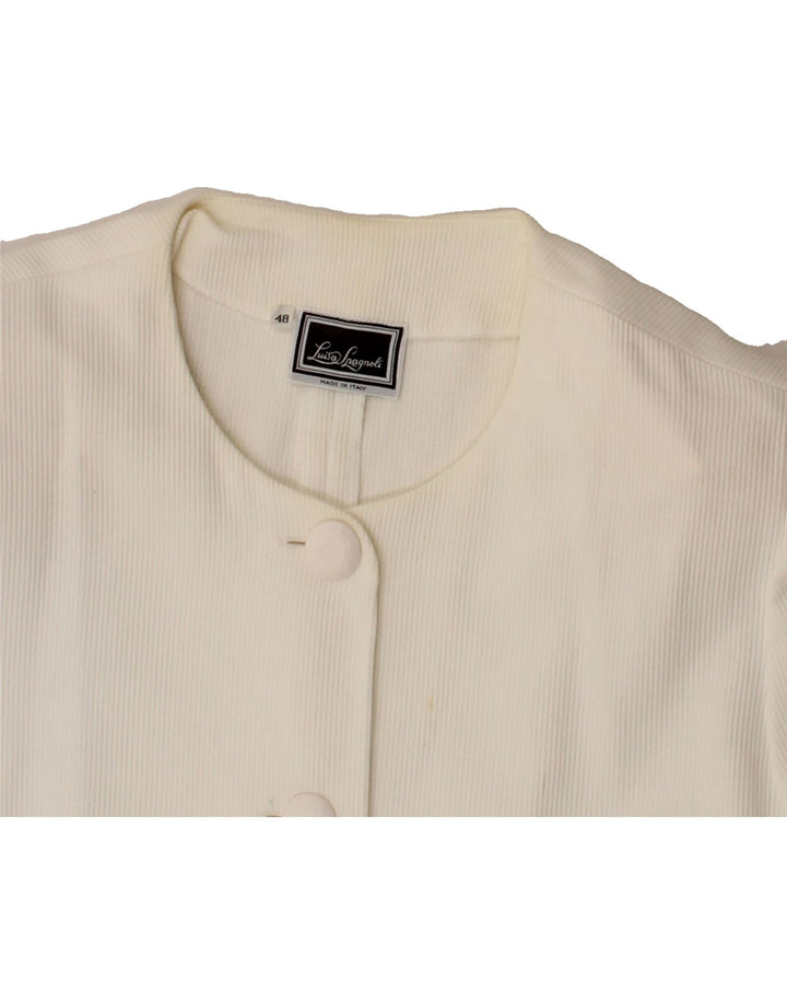 LUISA SPAGNOLI Womens Short Sleeve Blazer Jacket IT 48 XL White Vintage Luisa Spagnoli and Second-Hand Luisa Spagnoli from Messina Hembry 
