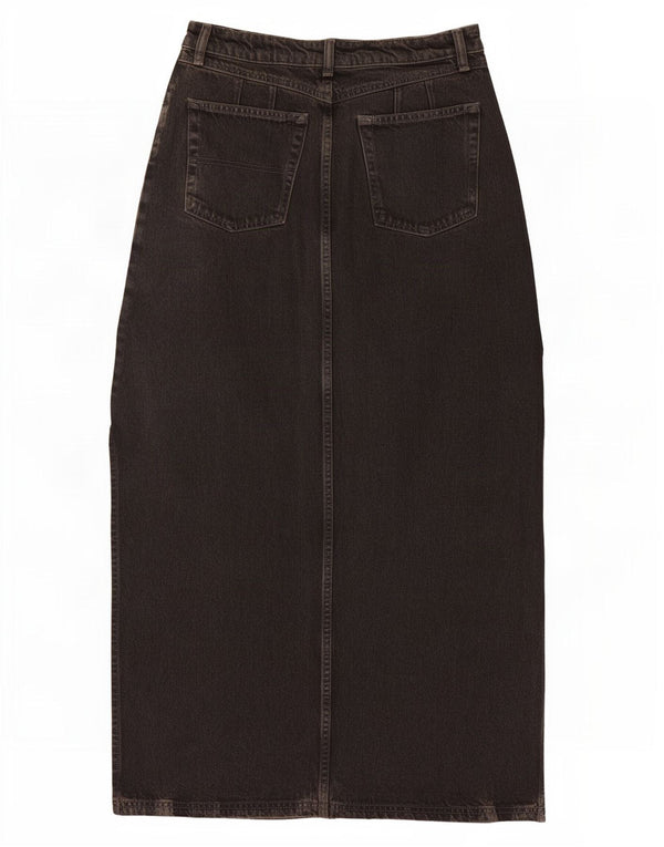 Topshop Falda vaquera maxi para mujer UK 12 Medium W28 Algodón negro