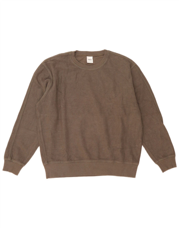 Zara Mens Loose Fit Sweatshirt Jumper Small Grey Cotton