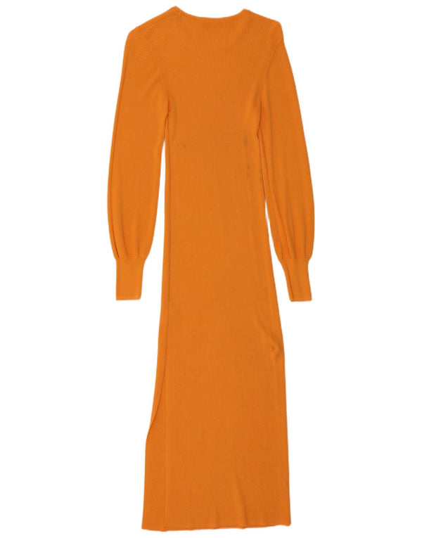 Zara Maxi-Pulloverkleid für Damen, Größe S, Orange, Viskose