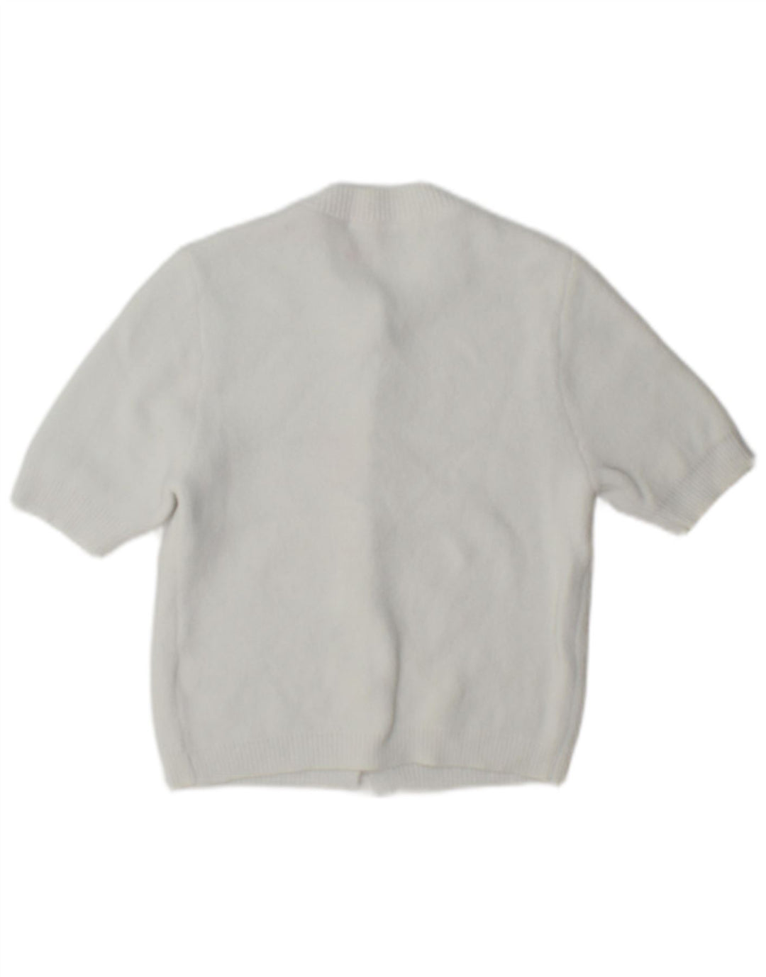 Zara Womens Short Sleeve Cardigan Sweater UK 10 Small White Polyamide