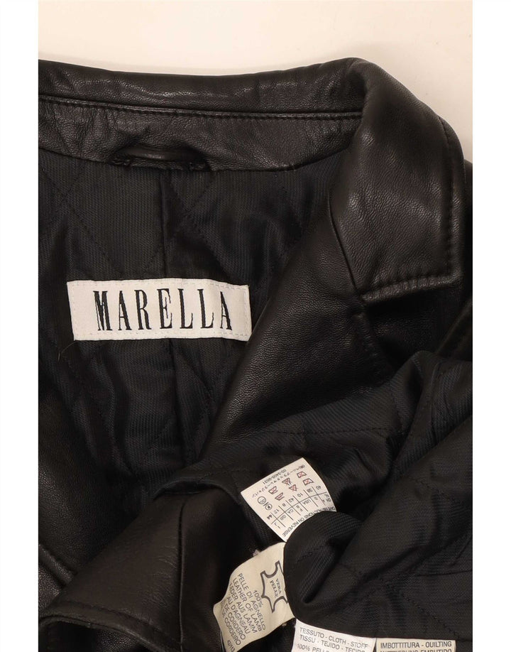 Marella Γυναικείο Δερμάτινο Παλτό UK 12 Medium Black Leather