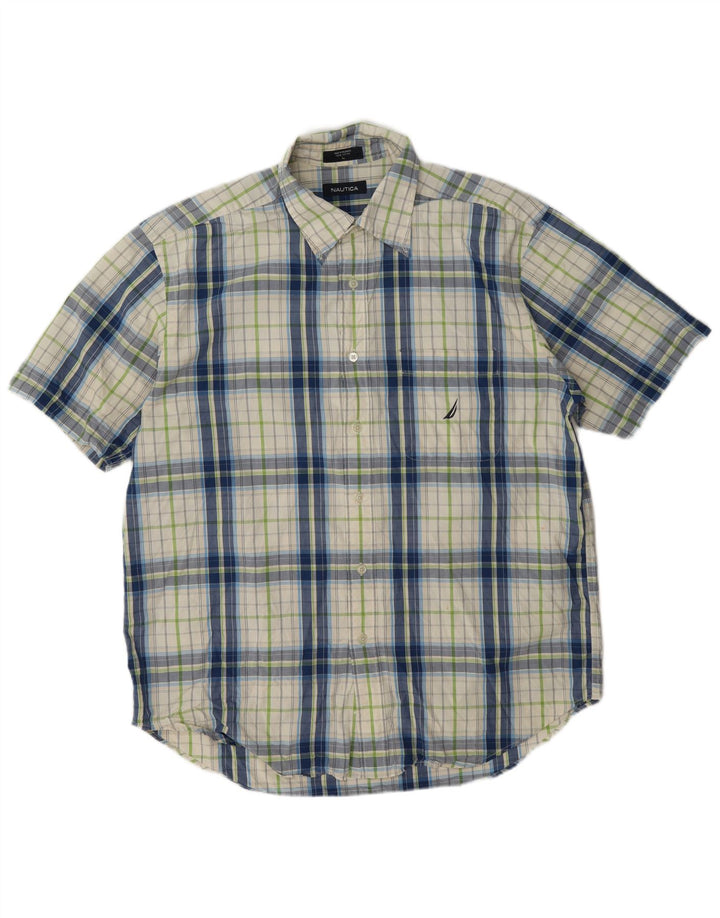 Nautica Mens Short Sleeve Shirt Large Multicoloured Check Cotton