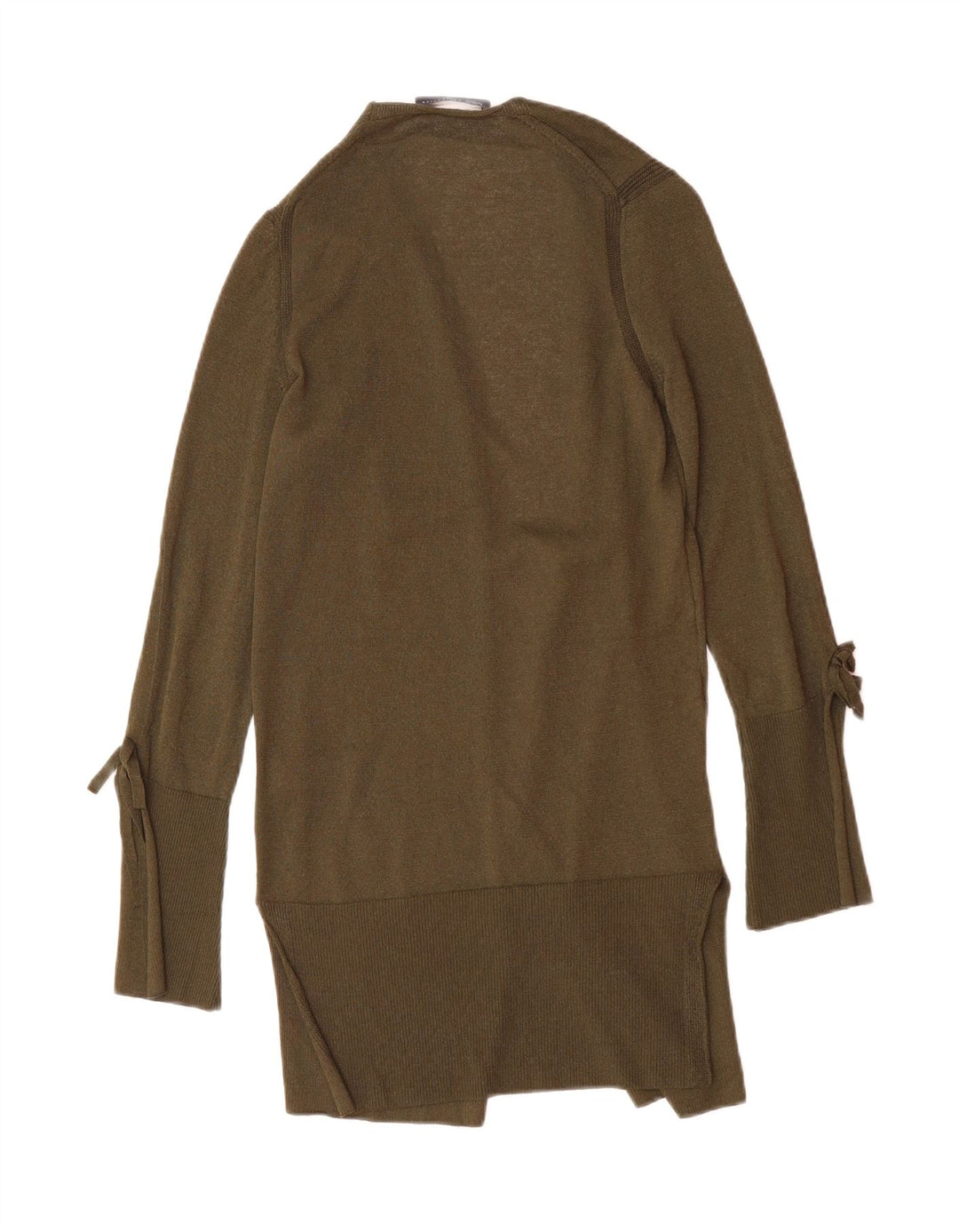MARKS & SPENCER Womens Longline Open Cardigan Sweater UK 10 Small Khaki Vintage Marks & Spencer and Second-Hand Marks & Spencer from Messina Hembry 
