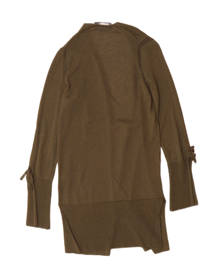MARKS & SPENCER Womens Longline Open Cardigan Sweater UK 10 Small Khaki Vintage Marks & Spencer and Second-Hand Marks & Spencer from Messina Hembry 