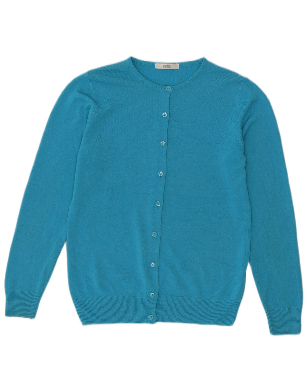 Marks & Spencer Womens Cardigan Sweater UK 8 Small Turquoise Acrylic