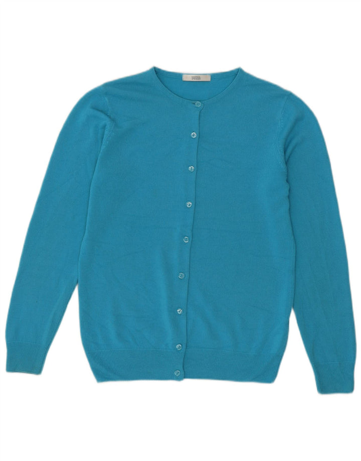 Marks & Spencer Womens Cardigan Sweater UK 8 Small Turquoise Acrylic