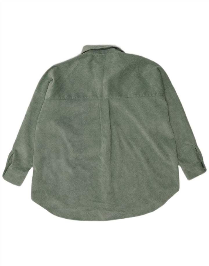 Zara Mujer Camisa De Pana Extragrande UK 44 Poliéster Verde Medio