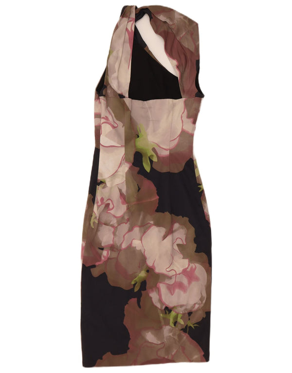 Karen Millen Dame Halter Dress UK 6 XS Black Floral Acetate