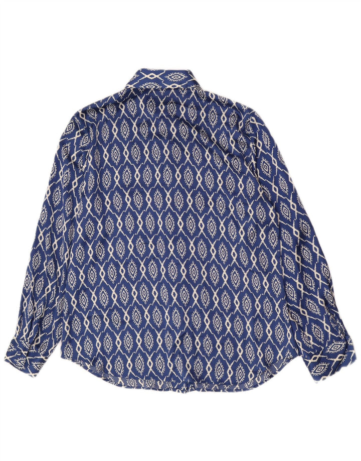 Zara Womens Shirt UK 10 Small Blue Ikat